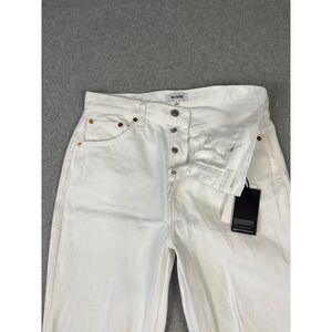 RE/Done Jeans Womens 30 White 90s High Rise Loose Fit Button Fly‎ Distressed